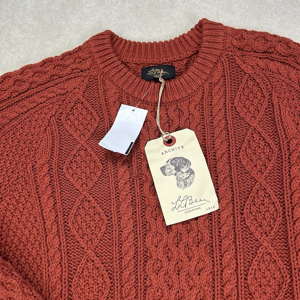 LL Bean Signature Archive Sweater Men's Medium Heavy Cotton Fisherman Crewneck